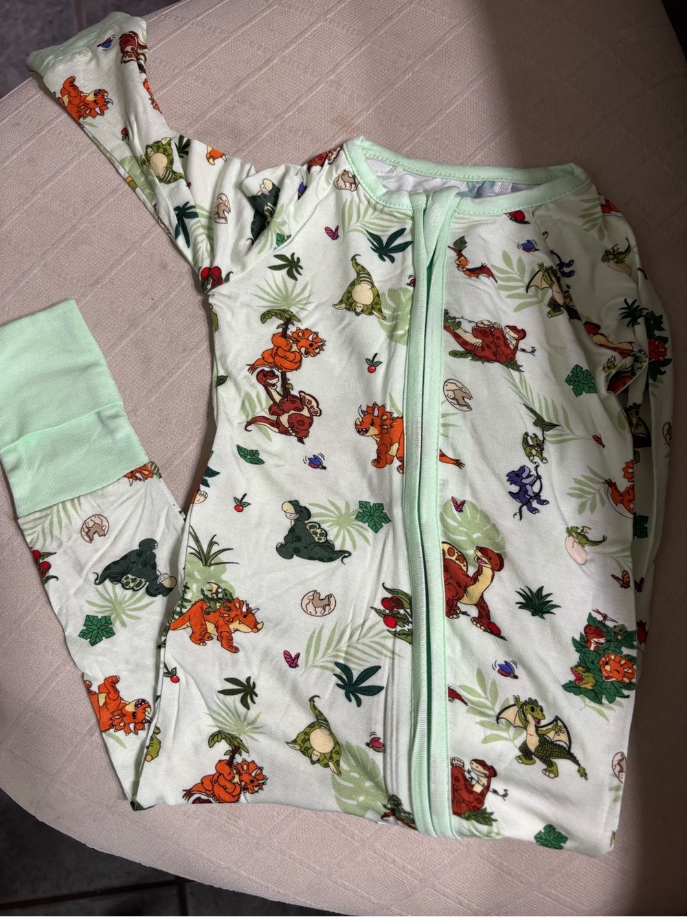 BAMBOO Mint Green Dino Print Kids Pajamas
